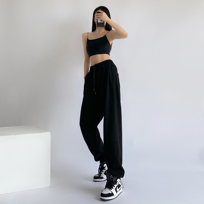 白灰色女春秋冬季2022宽松束脚卫裤 星娅妃休闲裤