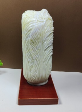 天然玉石岫玉白菜摆件家居客厅玄关办公室桌面酒柜岫岩玉开业礼品