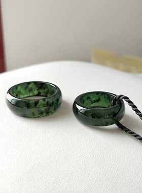 墨绿玉黑色男女士戒指男生戒指环