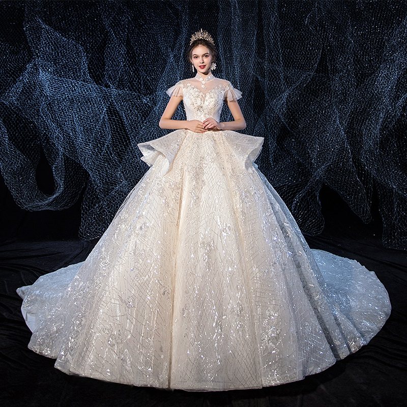 主2020新款拖尾森系超仙齐地婚纱 友汐婚纱