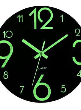 12英寸30cm夜光数字简约木制时钟家用客厅装饰钟表静音挂钟