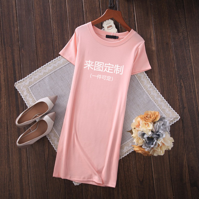 一件可定来图私人定制中长款女队服 geasT恤