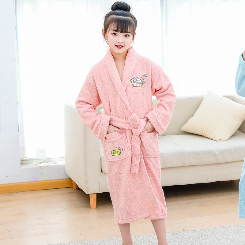 儿童浴袍毛巾料加厚纯棉翻领青少年高端浴衣酒店睡袍加长毛圈睡衣,淘宝优惠券,粉丝福利购,淘宝优惠卷