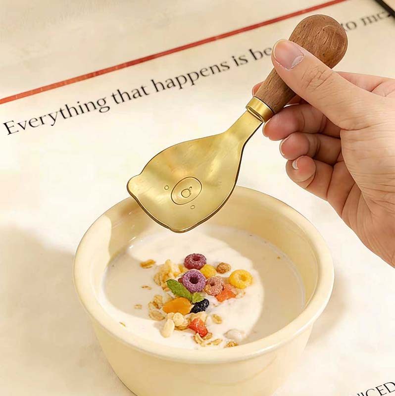 304不锈钢可立勺子叉子家用儿童吃饭甜品汤匙宝宝餐具胡桃木可爱,淘宝优惠券,粉丝福利购,淘宝优惠卷