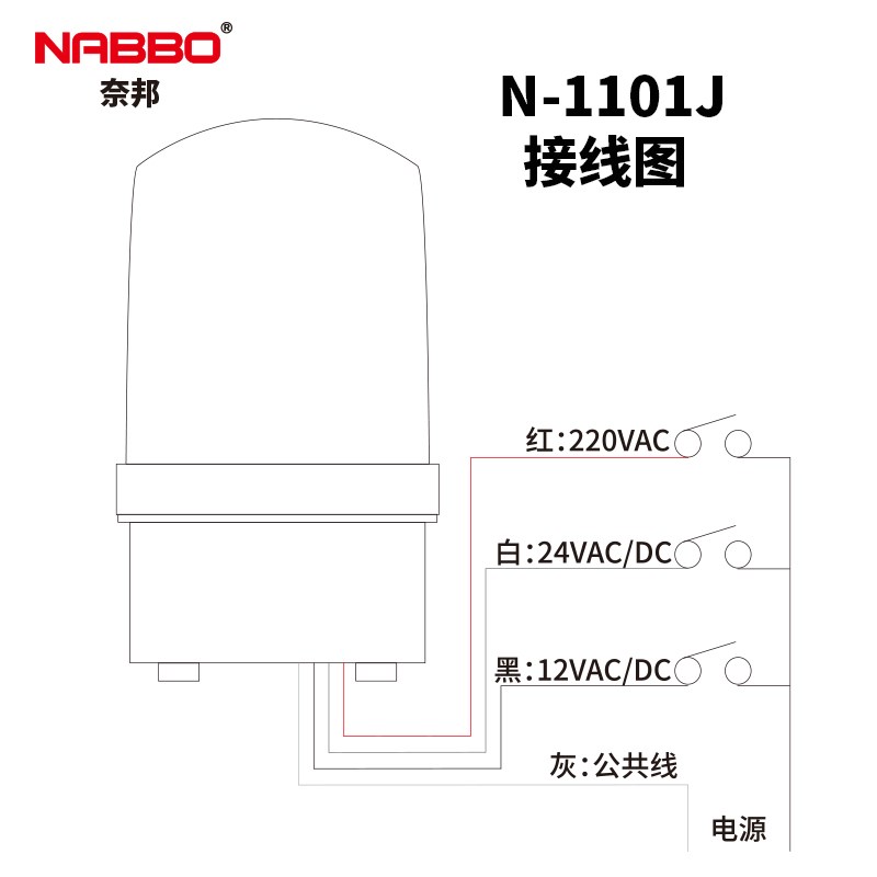 N-1101J声光报警器LED旋转警示灯NABBO奈邦闪烁信号岗亭灯24V220V - 图3