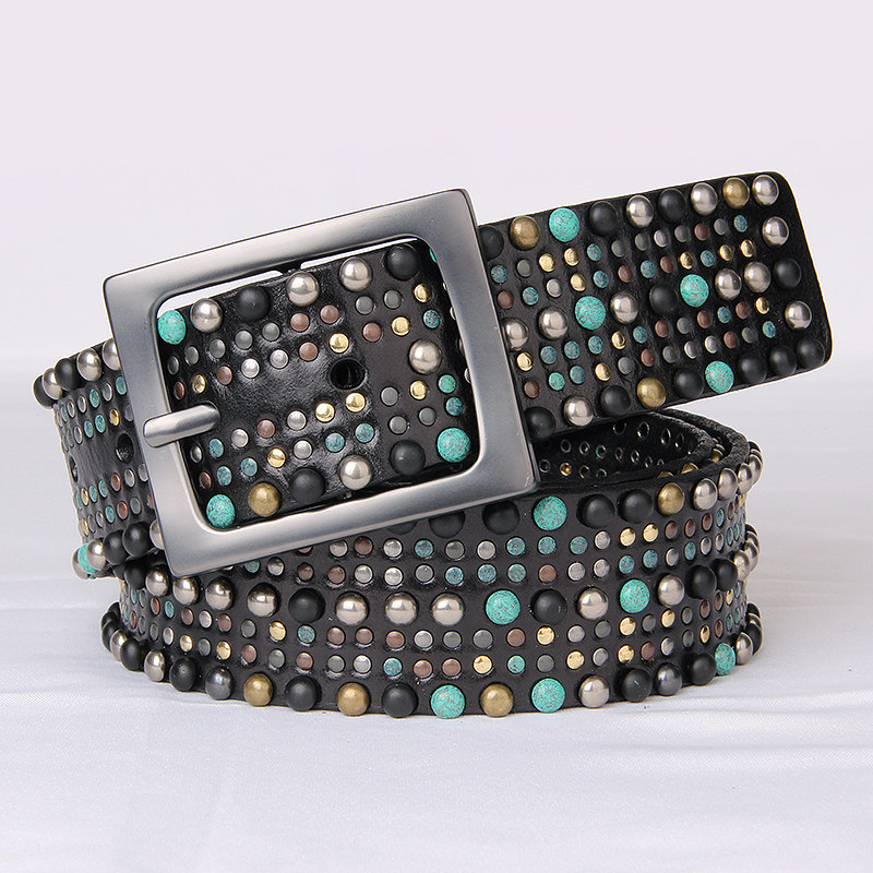 梦思隆千颗手工铆钉针扣纯牛皮腰带 梦思隆服饰腰带/皮带/腰链