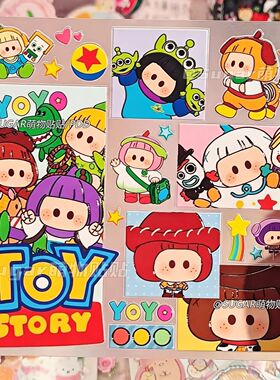 新款玩具总动员Toy Story可爱YO贴纸浮雕装饰DIY水杯手机手账平板