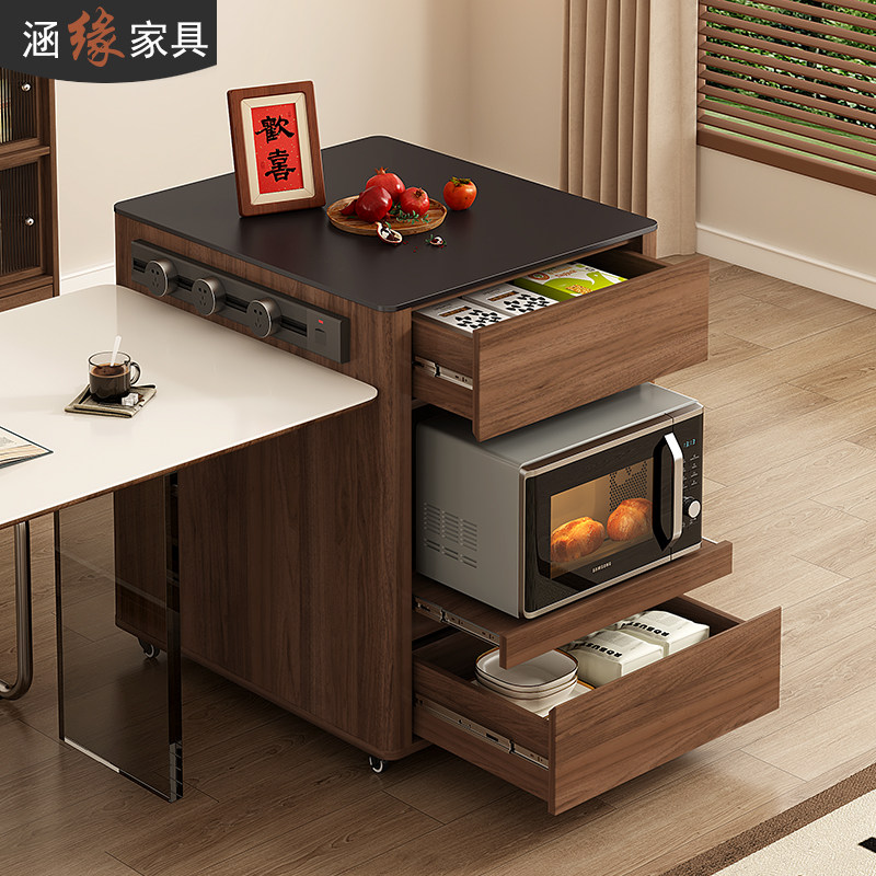 中古风岛台柜单柜单独家用可移动岩板餐边柜窄岛台餐桌一体柜E77,淘宝优惠券,粉丝福利购,淘宝优惠卷