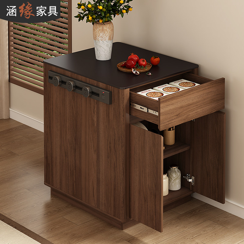 中古风岛台柜单柜单独家用可移动岩板餐边柜窄岛台餐桌一体柜E77,淘宝优惠券,粉丝福利购,淘宝优惠卷