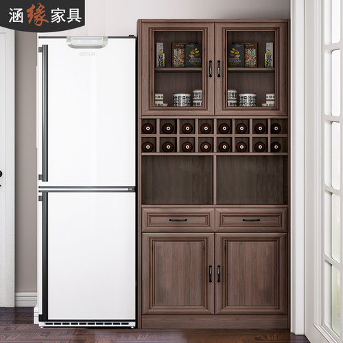 中古风酒柜客厅靠墙餐边柜一体高柜多功能厨房储物柜橱柜7G-215 - 图3