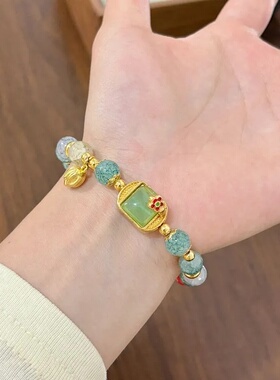 新款彩虹莲花彩色手链女夏小众