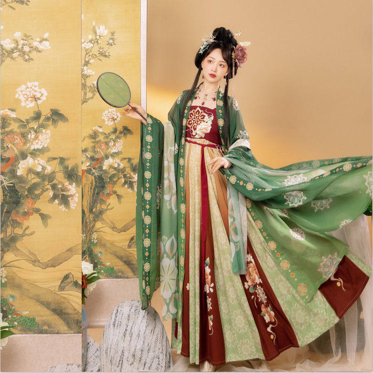 唐制汉服女【拾春归】原创正品齐腰绣花诃子裙仙气飘逸大袖衫古装_虎窝淘