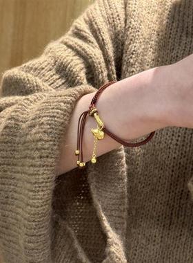 「招财福禄」招财福禄镀18k金本命年编织手绳黄金色葫芦秋冬显白