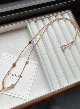 手工编织项链绳可挂黄金佛公锁包喜上眉梢玉石吊坠绳新中式可调节