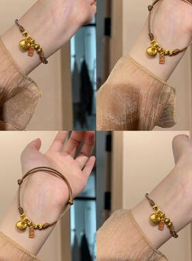 「小胖福」镀18k金福牌小胖福编绳手链金坨坨招财高级感显白手绳