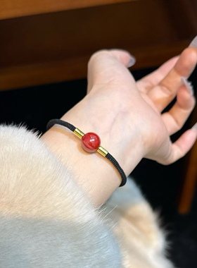 「红运珠」保真朱砂转运珠手链女款本命年红绳手饰平安护身符礼物