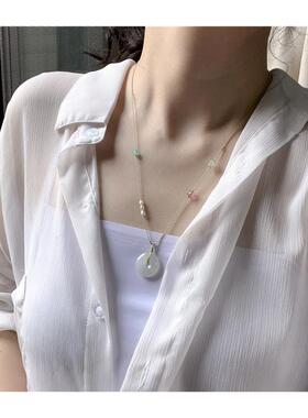 手工编织细软高级珍珠项链绳女可挂和田玉平安扣黄金如意锁佛公绳