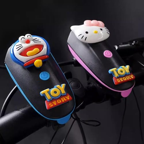 儿童自行车灯平衡车夜骑灯山地单车充电前灯超响铃铛夜间骑行喇叭 - 图1