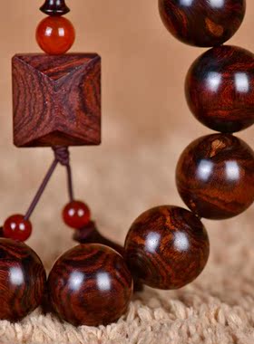 海南黄花梨18mm鬼脸纹紫油梨老料海黄戴在手上的男士佛珠盘珠手串