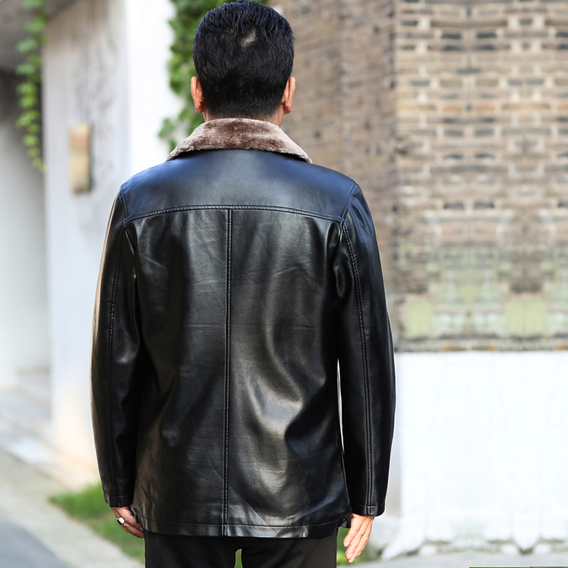 新款中年男士装中老年男装yl皮夹克 沃雷纳皮衣