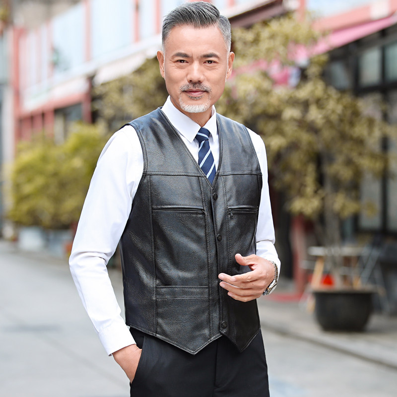 2021新款中年男士加绒加厚皮马甲 沃雷纳背心/马甲