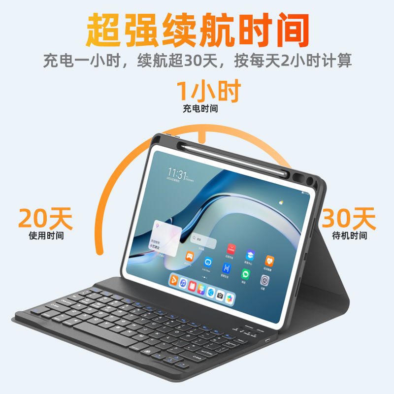 适用华为平板电脑matepadpro蓝牙键盘保护套带笔槽2022matepad pro11寸2021壳12.6磁吸10.8鼠标MRR-W29套装39 - 图2