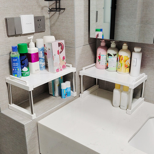 20cm宽度可伸缩浴室置物架厨房桌面收纳整理架可叠加可拆卸 - 图2