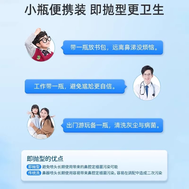 海盐水鼻喷剂鼻炎喷雾生理性盐水鼻腔喷雾医用儿童洗鼻器家用冲洗 - 图3