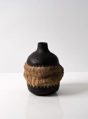 侘寂风复古禅意花瓶摆件样板间民宿家居客厅书房桌面古插花花器