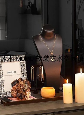 现代轻奢风样板间卧室梳妆台摆件镜子组合搭配衣帽间展厅软装饰品