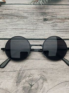 新款圆形复古墨镜男士太阳眼镜潮流眼睛太子镜女遮阳防紫外线儿童