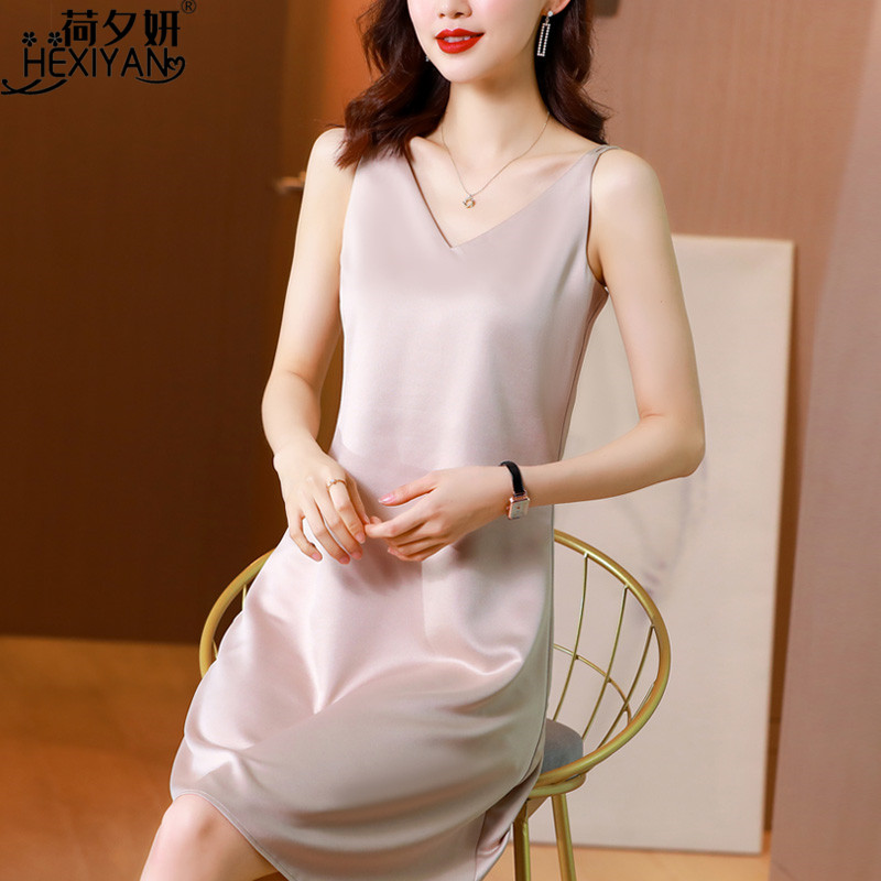 冰丝吊带睡裙2021年新款睡衣裙子 荷夕妍睡裙