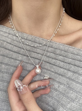 温柔千金感双层叠戴珍珠项链