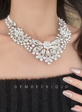 宫廷风爆闪花朵流苏项链耳环套装