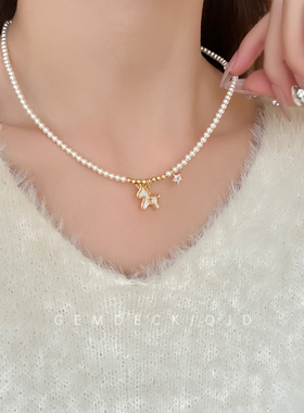 法式复古可爱独角兽星星项链