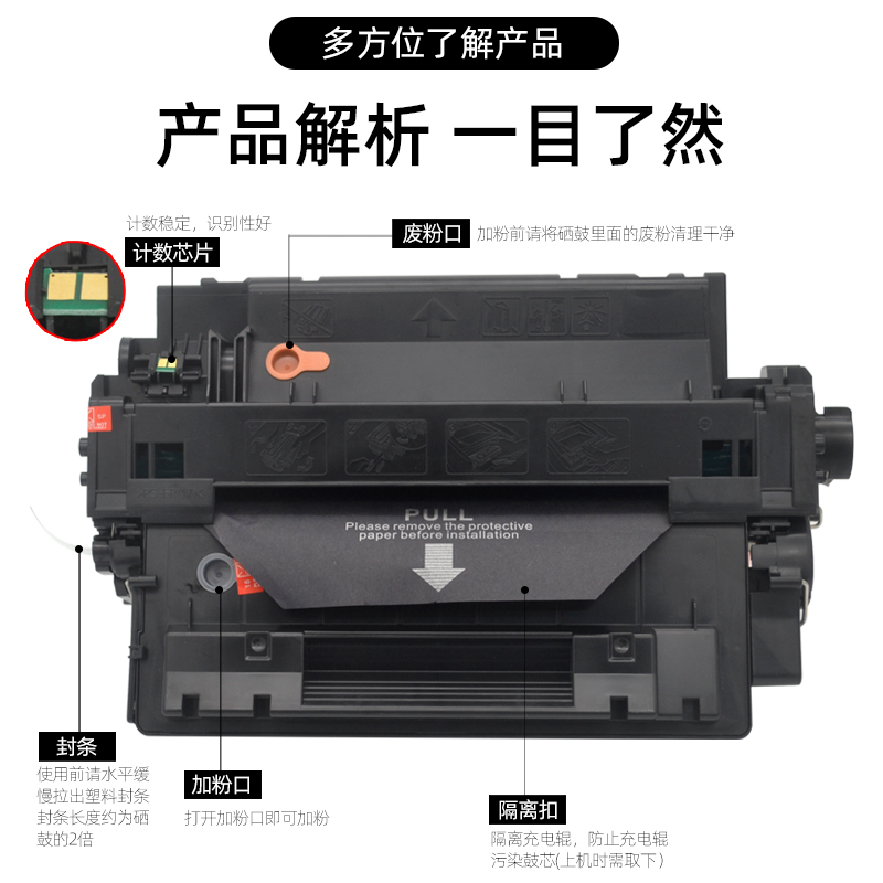 磁电英雄适用惠普HP3015硒鼓HP Laserjet P3015dn黑白激光打印机硒鼓P3016墨盒hp55a P3015D碳粉P3015n晒鼓 - 图2