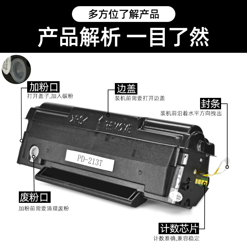 磁电英雄适用奔图M6202/NW打印机硒鼓M6206 P2206/nw黑白激光打印一体机硒鼓P2206墨盒PD-203 213 223碳粉盒 - 图2