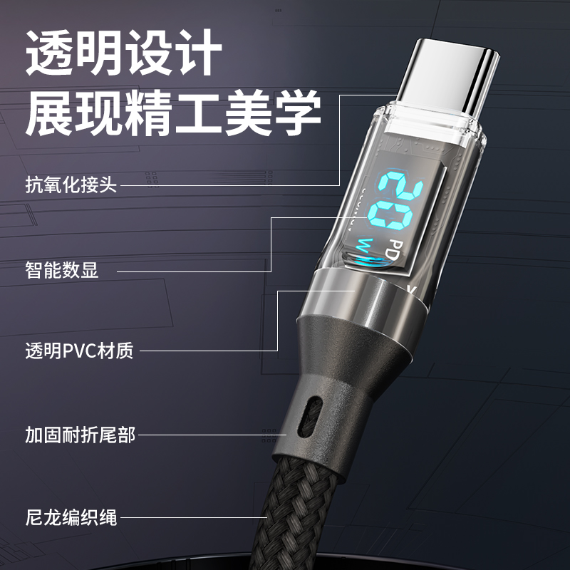 适用苹果充电器快充一套ipone15promax快充插头14/13套装正品12/11xr数据线xs充电线20W透明数显手机充电头 - 图1