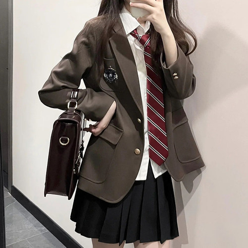 JK格裙原创西装制服套装全套秋冬季儿童女学生学院风校服百褶裙子-图2