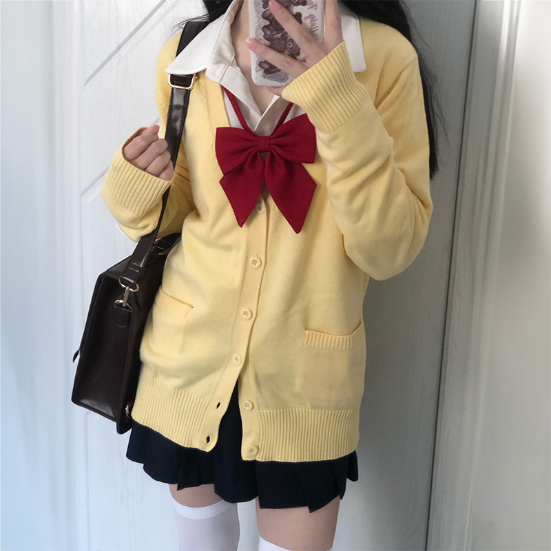 JK制服裙正版原创针织开衫毛衣外套女秋季新款日系校服学院风套装 - 图2