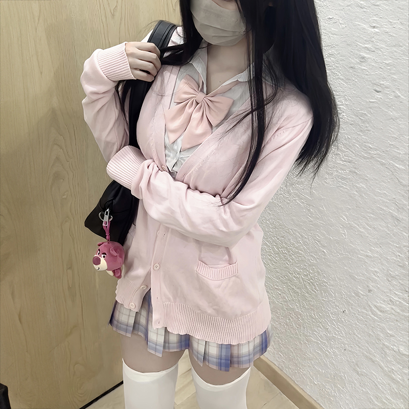 JK制服裙正版原创针织开衫毛衣外套女秋季新款日系校服学院风套装 - 图0