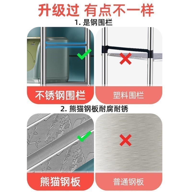 创步不锈钢厨房置物架落地多层微波炉烤箱收纳架储物用品锅碗架子-图3