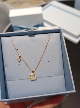 何家笑脸K金项链925纯银14K金钻石吊坠优雅高级个性锁骨链女