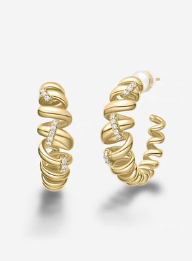 [新品]何家原厂卷卷意面黄油欧包耳环项链新品热销时尚百搭女耳钉