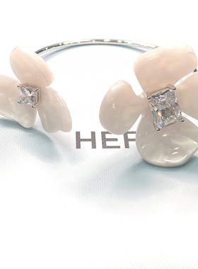 925纯银珠宝原厂鸢尾花手镯小众轻奢设计叠带开口手环手饰品女