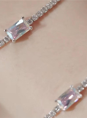 何家极光丝带结方糖项链耳环925纯银原厂银饰百搭新品手链饰品