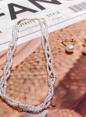 何家原厂度假系列编织麻花三层流苏项链新款925纯银耳环潮流