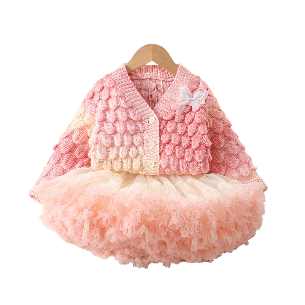 宝宝秋冬连衣裙套装女童毛衣开衫炸屁裙婴儿韩版甜美tutu裙公主裙,淘宝优惠券,粉丝福利购,淘宝优惠卷