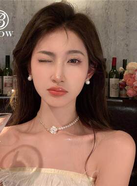 款轻奢小众优雅套装锁骨链颈链潮