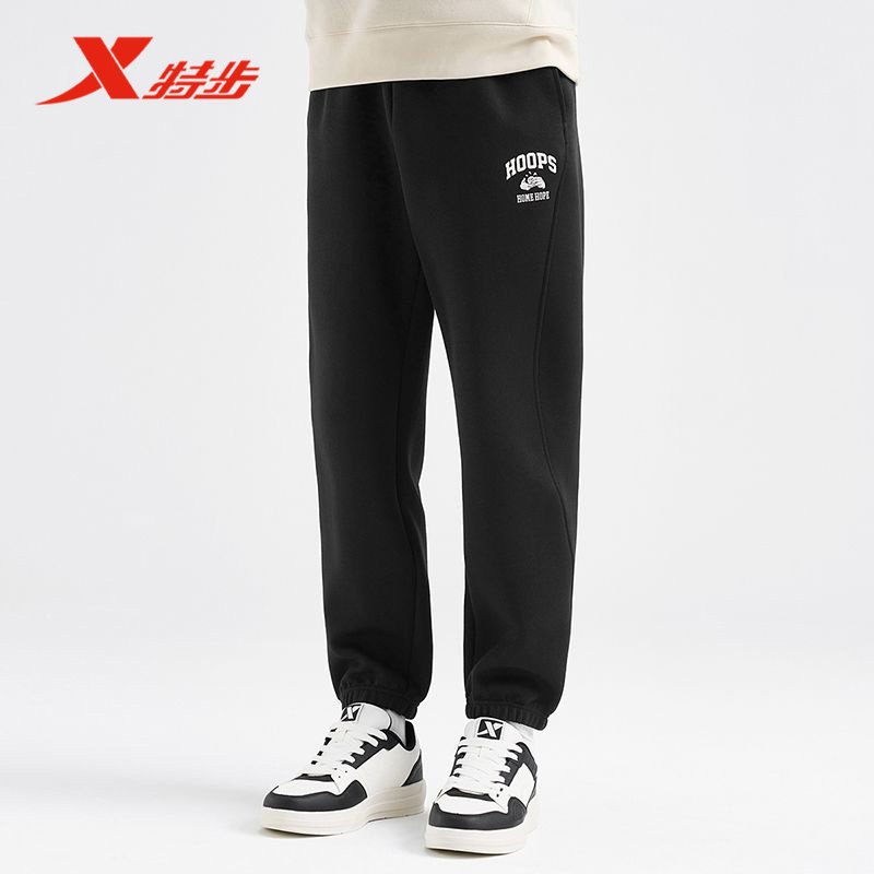特步PLAYIN BIG针织长裤男子2025春季新款百搭休闲裤975129630193